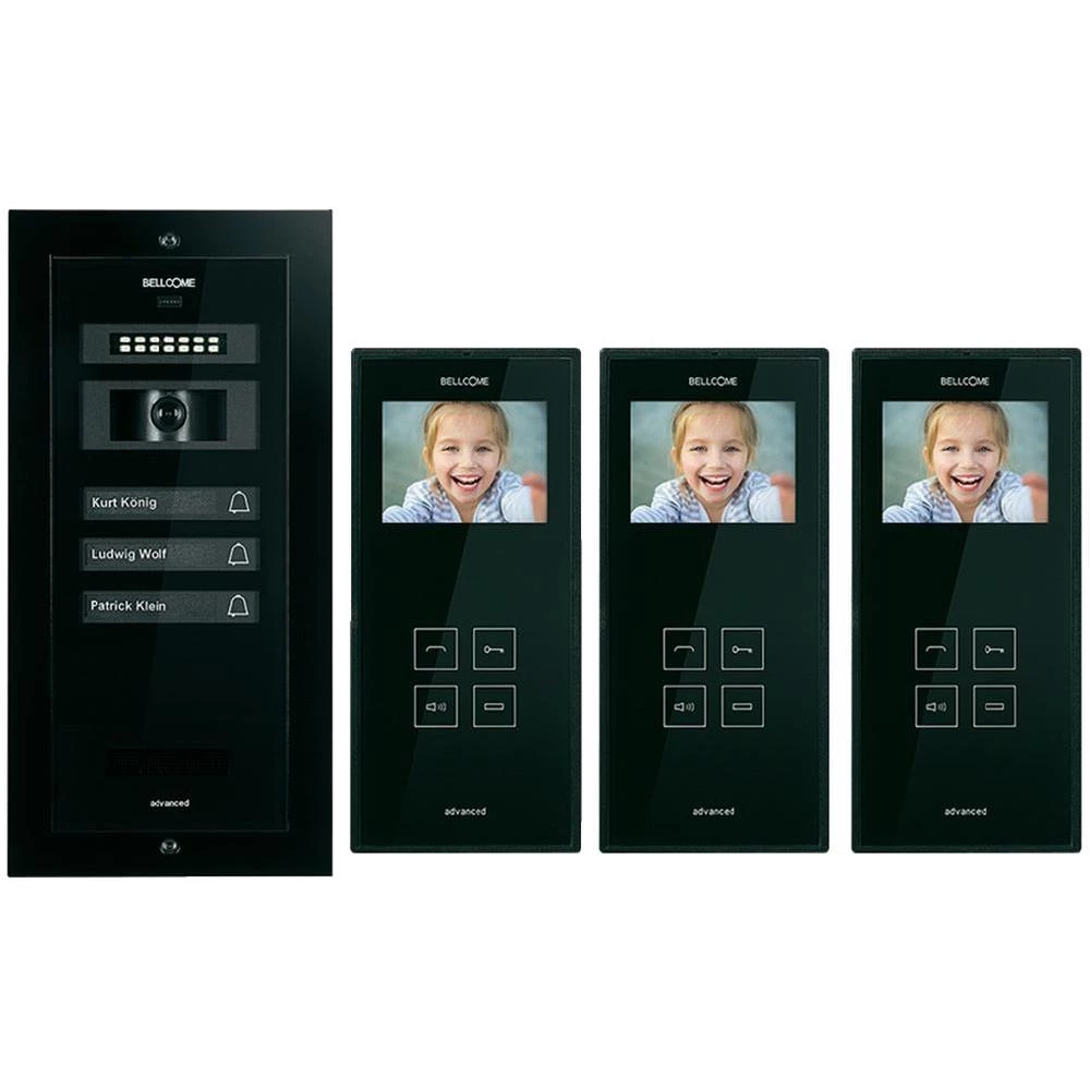 Video portafon s kablom komplet Bellcome KIT.VPA.3F0.BLB 3 obiteljska kuća crni slika