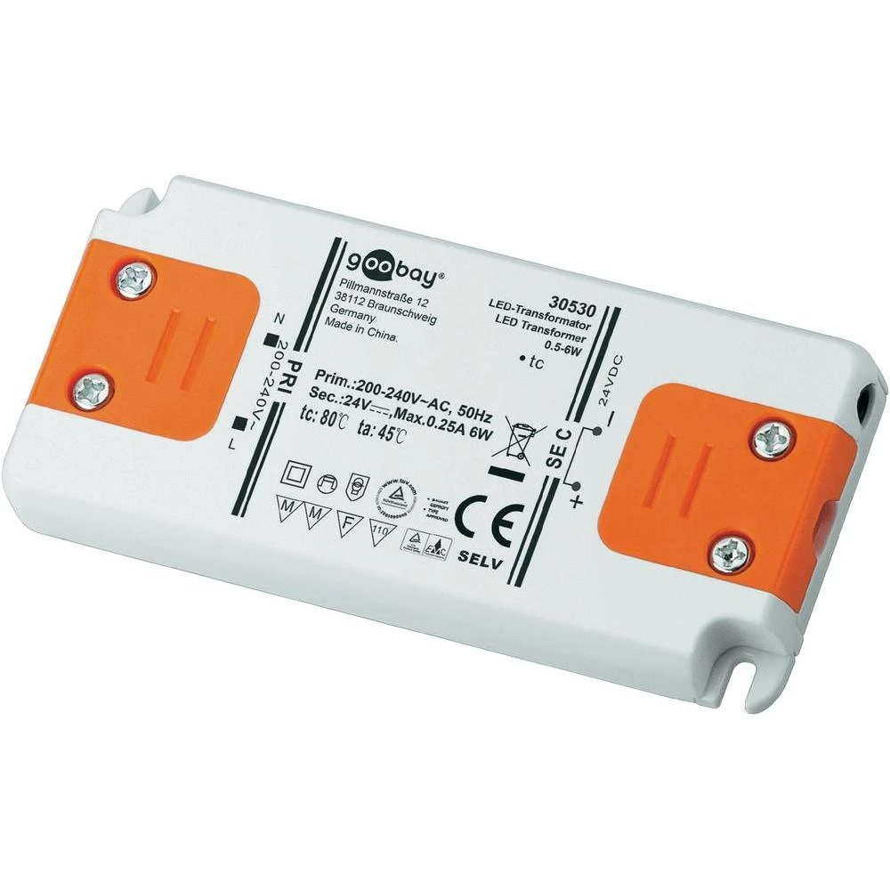 LED pogonski sklop Goobay LED transformator; SELV Class II DC pogon 24 Volt 0 - 6 W 30530 slika