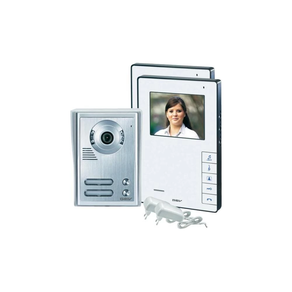 Portafon s kablom, komplet GEV 088337 2 obiteljska kuća, bijeli, srebrni slika