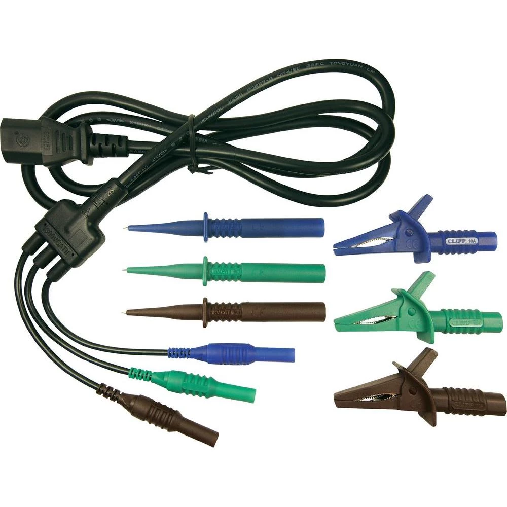 Set sigurnosnih mjernih vodova CIH29922 Cliff [ utikač 4 mm - utikač za rashladne uređaje C13] 1.5 m plavi, zeleni, smeđi slika