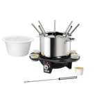 Fondue 1000 W s ručnim podešavanjem temperature Unold Elegance plemeniti čelik, crne boje