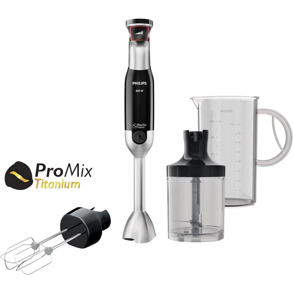 Štapni mikser HR1674/90 Philips ProMix Titanum 800 W s nastavkom za sjeckanje i miješanje crni/srebrni slika