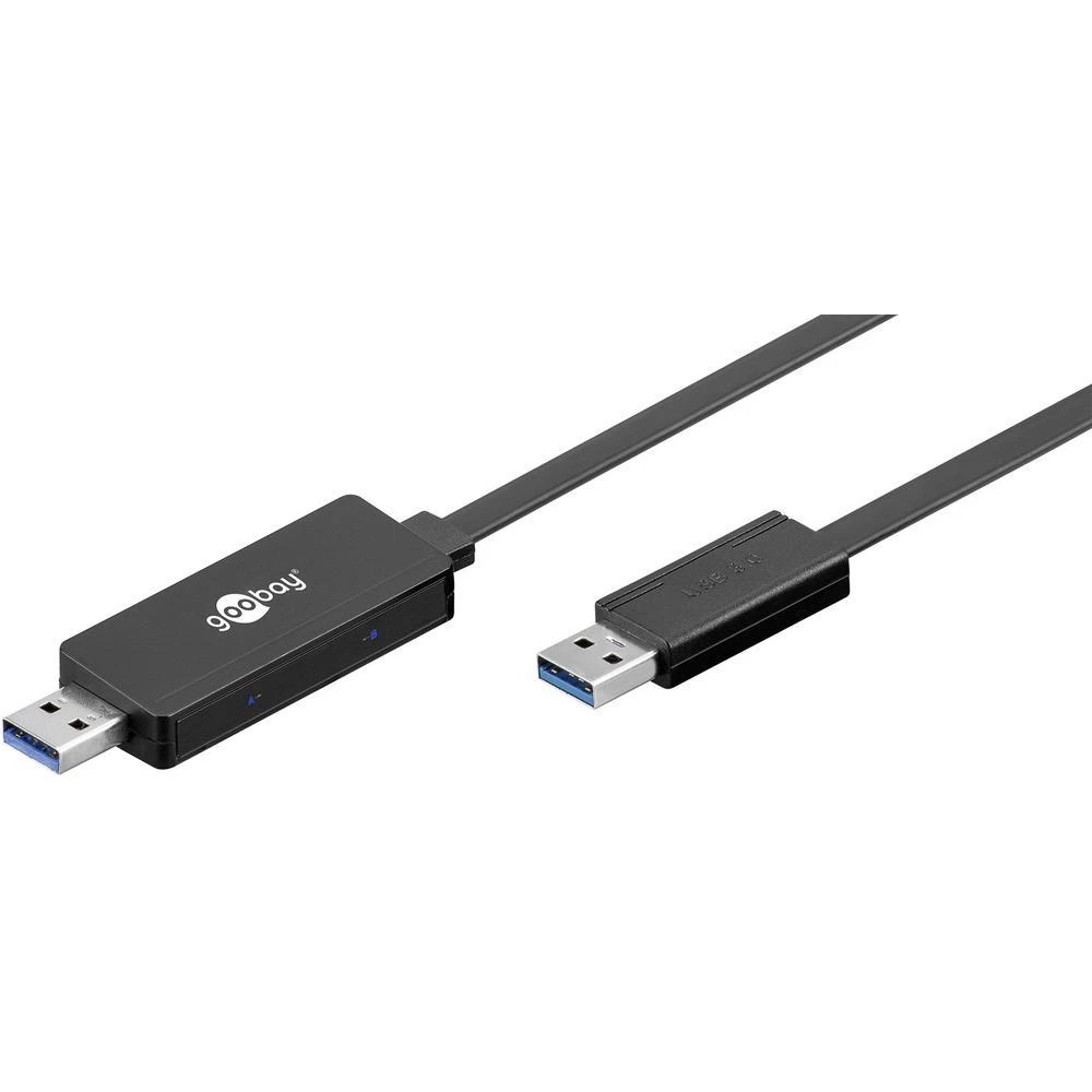 USB 3.0 priključni kabel [1x USB 3.0 utikač A - 1x USB 3.0 utikač A] 2 m crni Goobay slika
