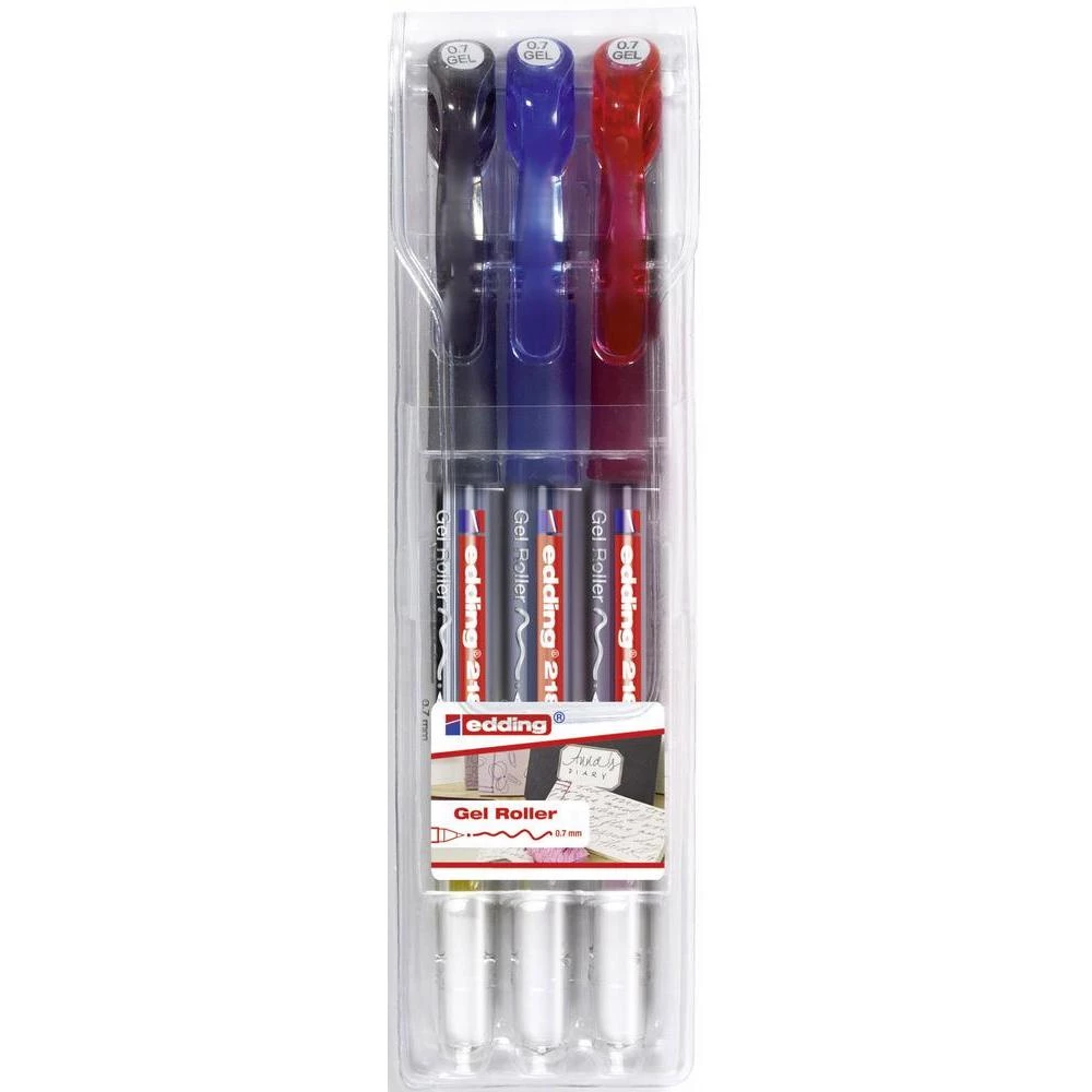 Set flomastera Crystaljelly Edding 4-2185-3099 širina poteza 0.7 mm šiljasti oblik šiljasti oblik crveni, plavi, crni slika