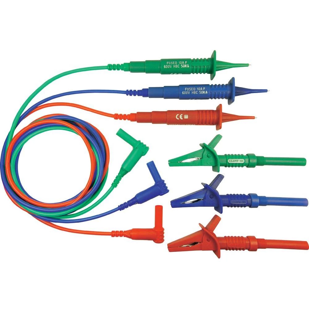 Set sigurnosnih mjernih vodova CIH3022 Cliff [ utikač 4 mm - ispitni vrh] 1.25 m crveni, plavi, zeleni slika