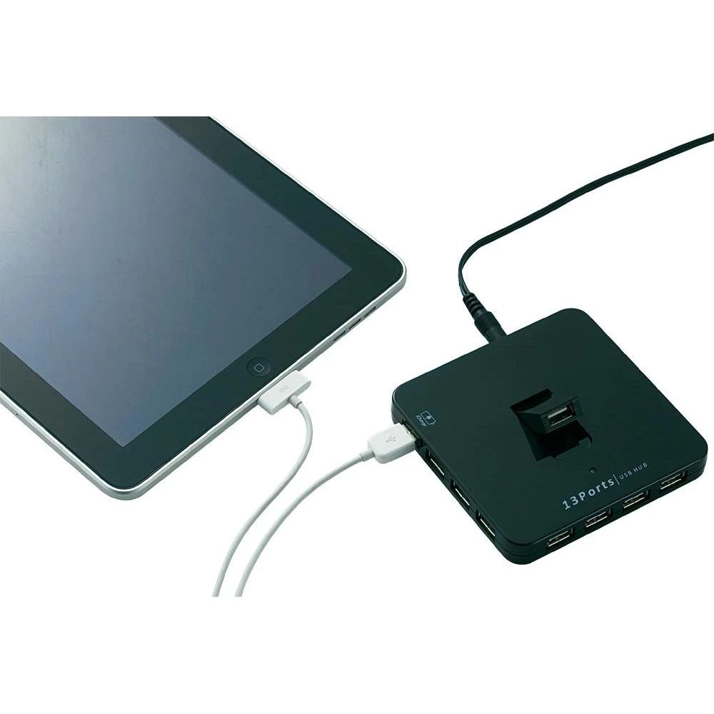 13-portni USB 3.0 hub Conrad s ulazom za punjač iPada crni slika
