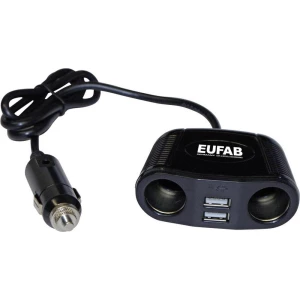 Dvostruka utičnica Eufab 12V s kablom i USB priključkom strujno opterećenje maks slika