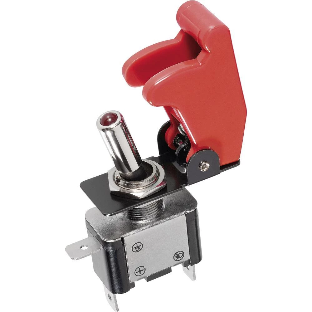Pregibni prekidač s LED lampicom crveni 12 V 3006051 slika