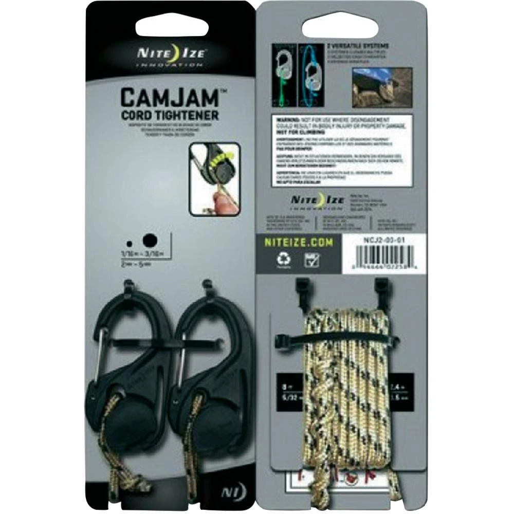 NITE Ize CamJam zatezač užeta, 2 komadas užetom NI-NCJ2-03-01 karabiner s valjko slika