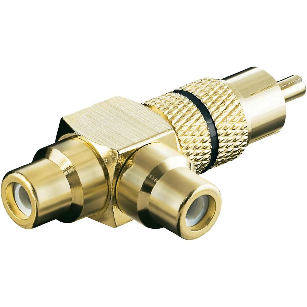 inč audio Y-adapter [1x činč utikač - 2x činč utičnica], zlatan/crn Goobay slika