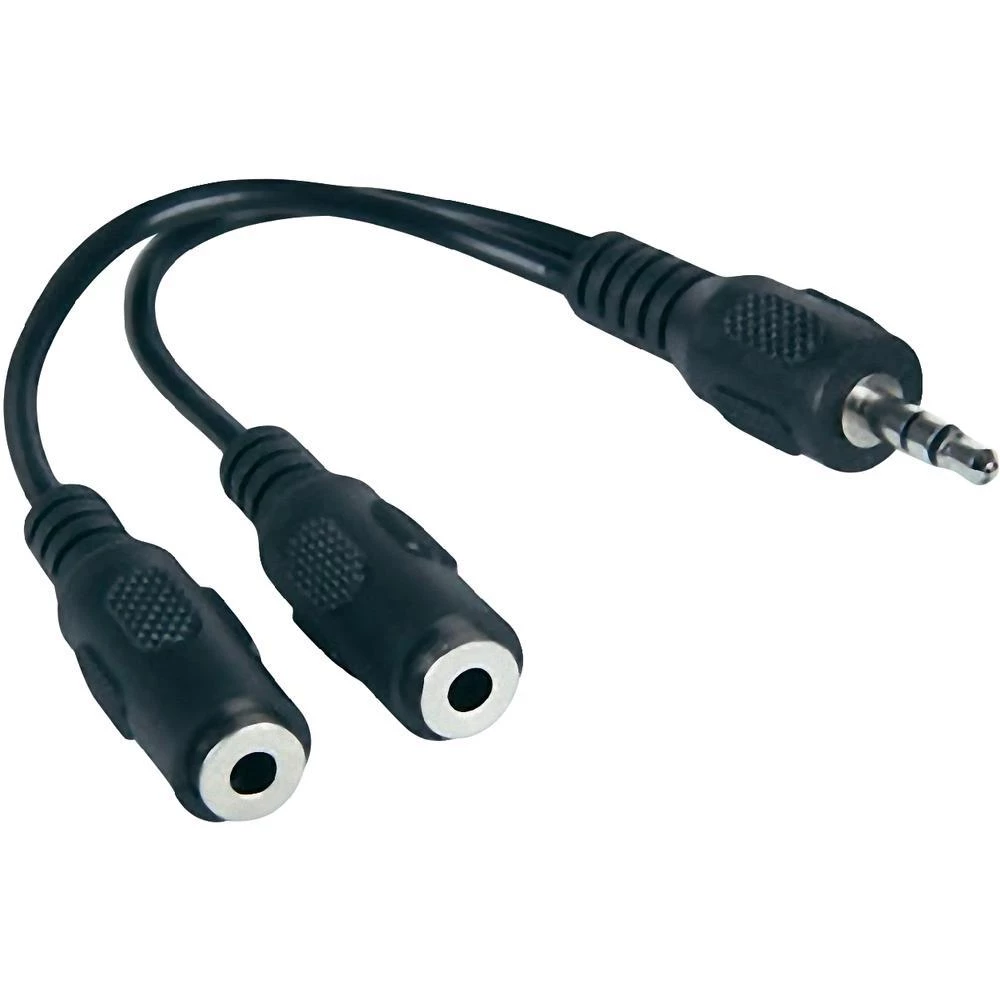 JACK audio Y-adapter, 1xJACK muški 3.5mm/ 2xJACK ženski 3.5mm, crn slika