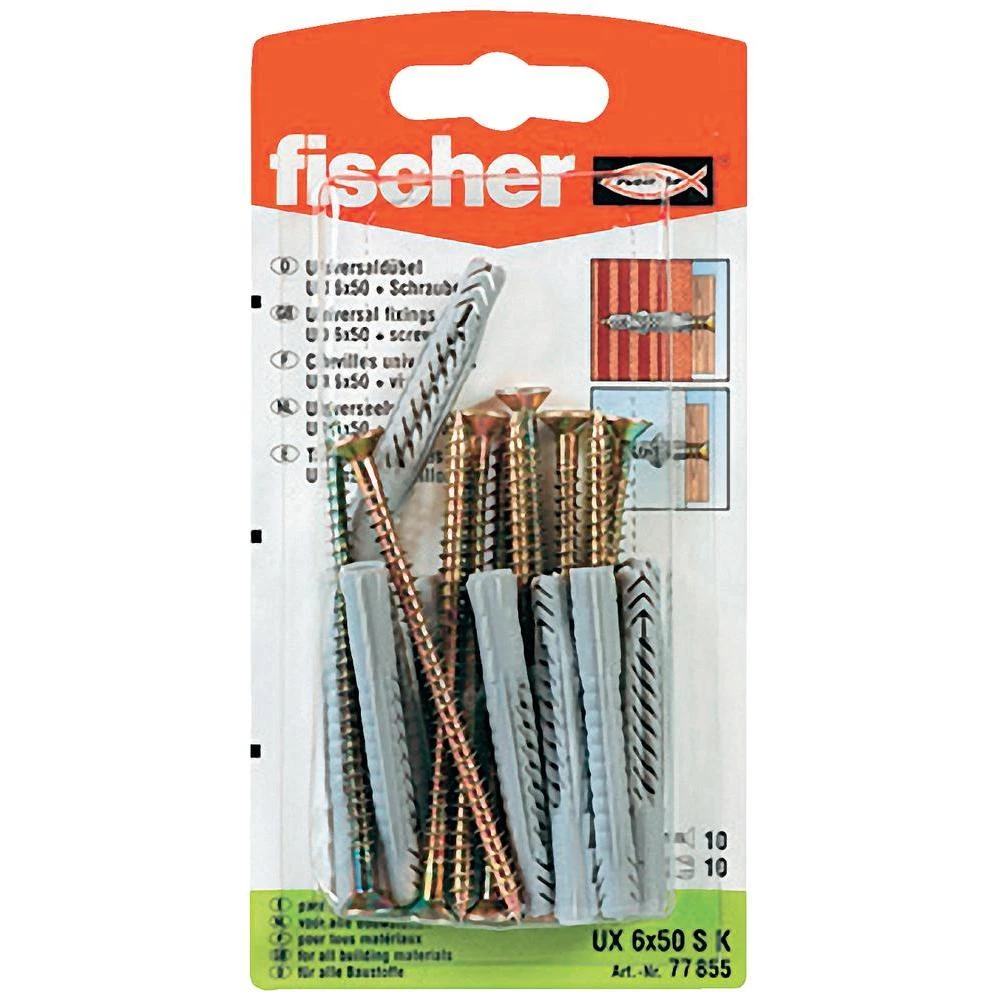 Univerzalni zidni umetci Fischer UX 6x50 SK, najlon, 6mm, 77855, 1 paket slika