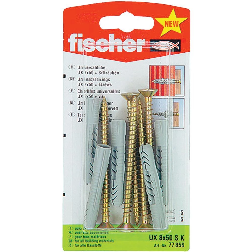 Univerzalni zidni umetci Fischer UX 8x50 SK, najlon, 8mm, 77856, 1 paket slika