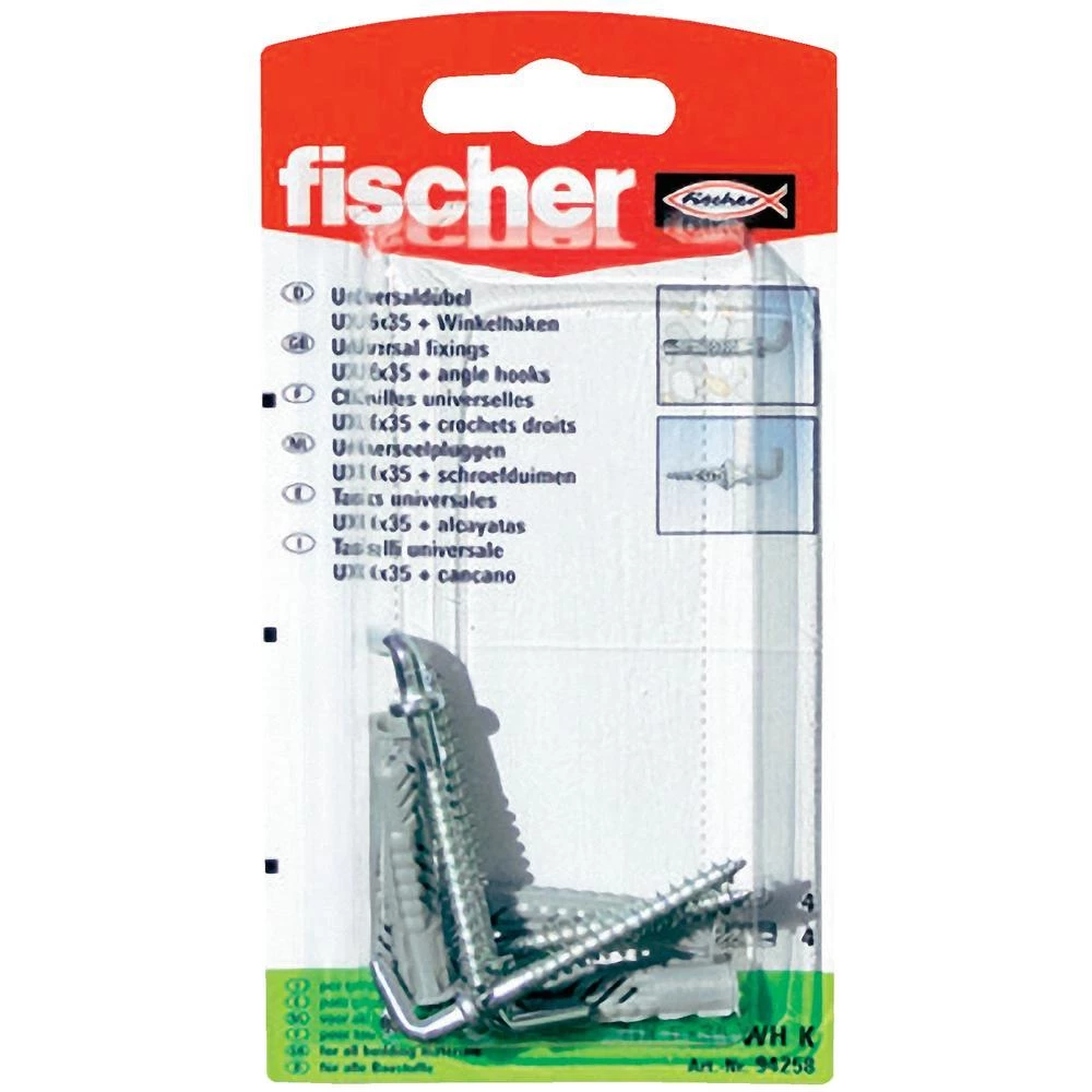 Univerzalni zidni umetci Fischer UX 6x35 WHK, 94258, najlon, 6mm, 1 paket slika