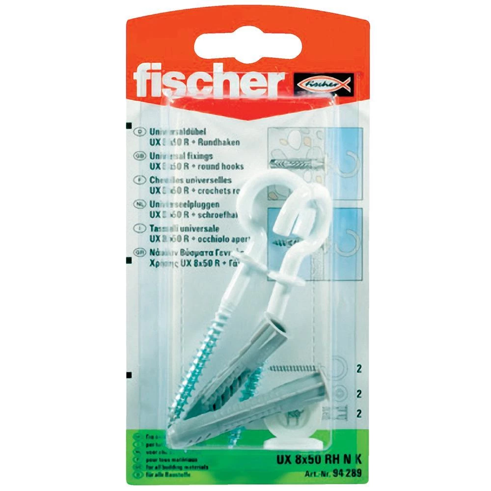 Univerzalni zidni umetci Fischer UX 8x50 RH N K, 94289, najlon, 8mm, 1 paket slika