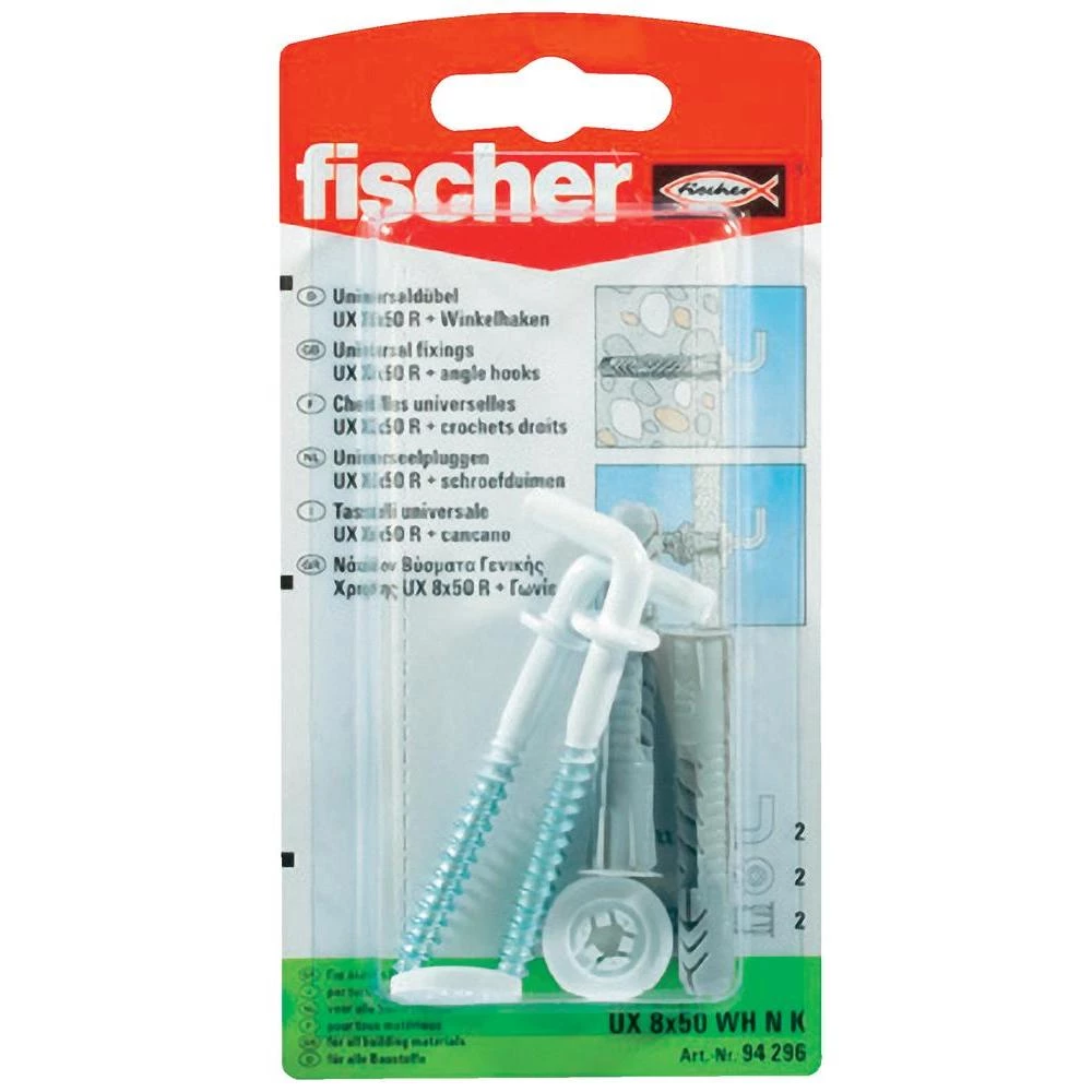 Univerzalni zidni umetci Fischer UX 8x50 WH N K, 94296, najlon, 8mm, 1 paket slika