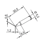 Vrh za lemljenje 102 CD LF 12 Ersa oblika dlijetla, ravni veličina vrha 1.2 mm s