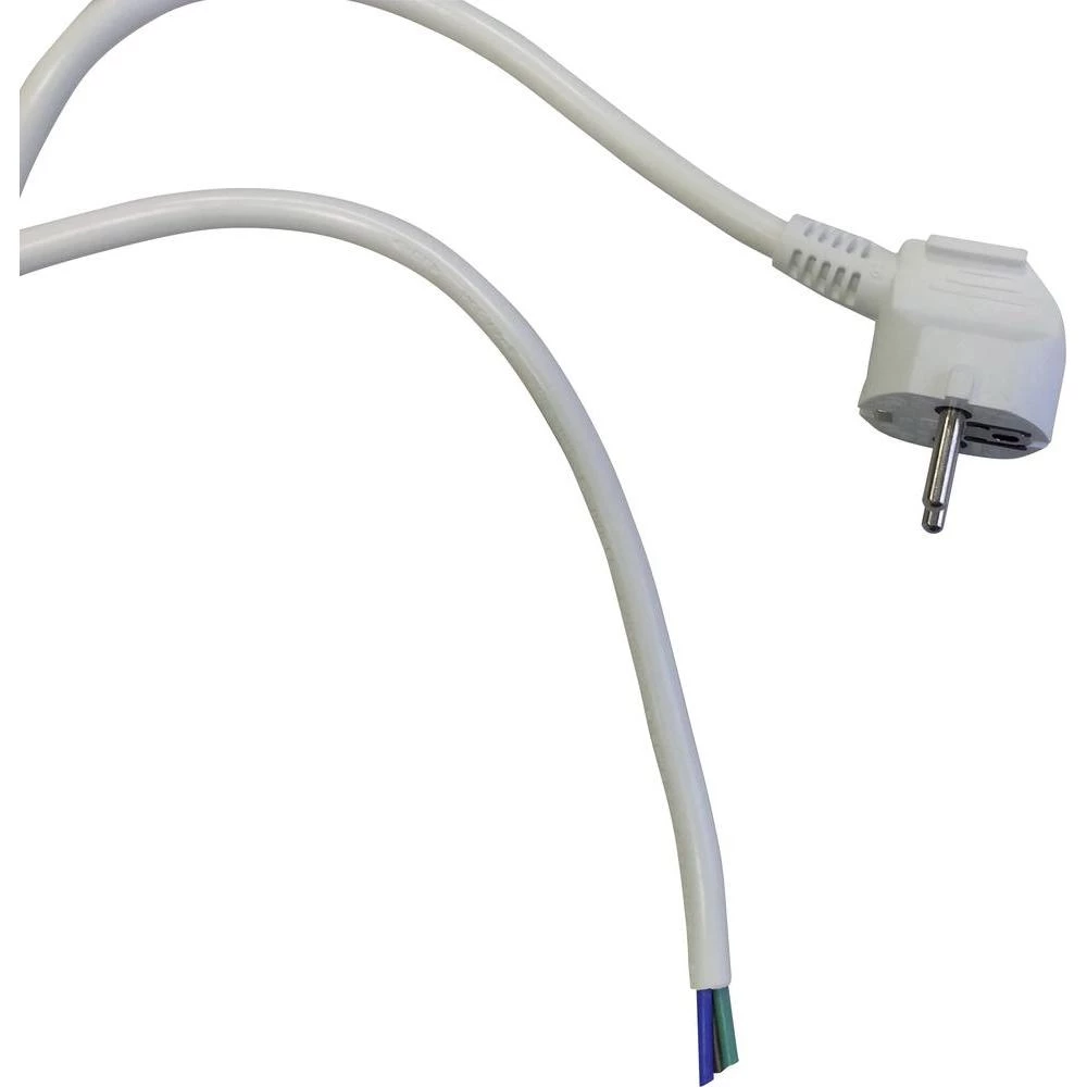 Priključni kabel [ šuko utikač - kabel, otvoreni kraj] bijeli 5 m 6719 slika