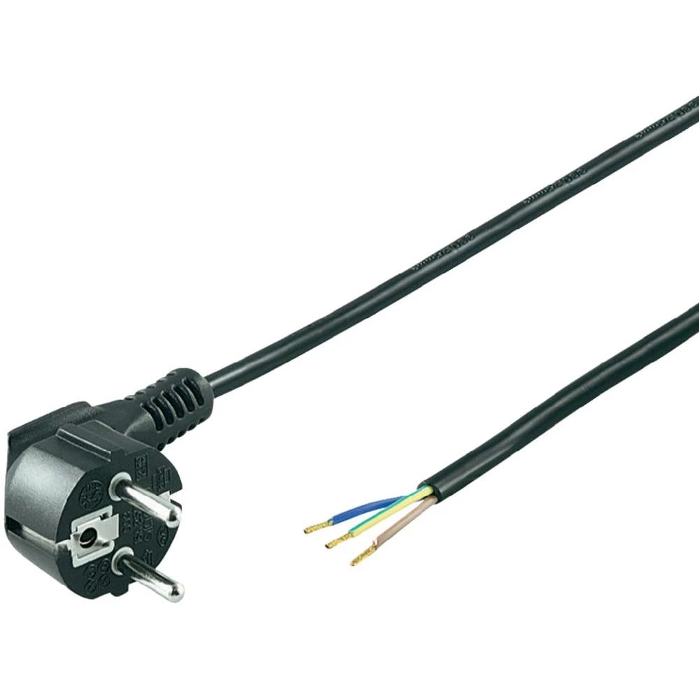Priključni kabel [ šuko utikač - offenes Ende] crni 3 m Goobay 96033 slika
