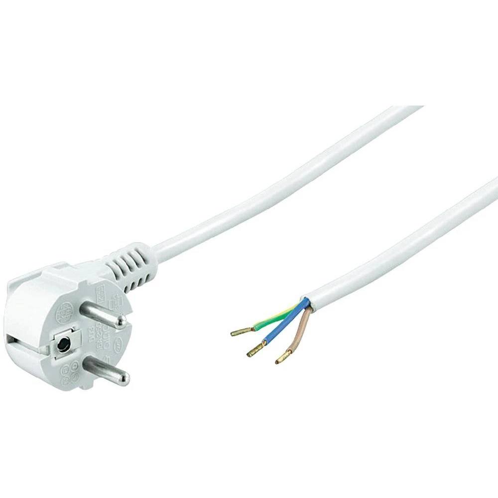 Priključni kabel [ šuko utikač - offenes Ende] bijeli 3 m Goobay 93312 slika