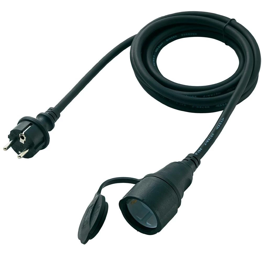 Produžni kabel, 5 m, crne boje, H07RN-F 3G1,5, IP44 Conrad slika