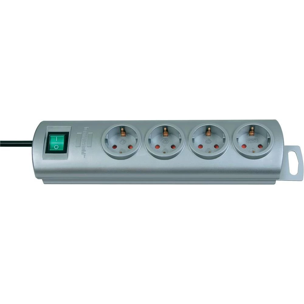 Letva s utičnicama i prekidačem 4-struka, srebrna, zaštitni kontakt, Brennenstuh slika