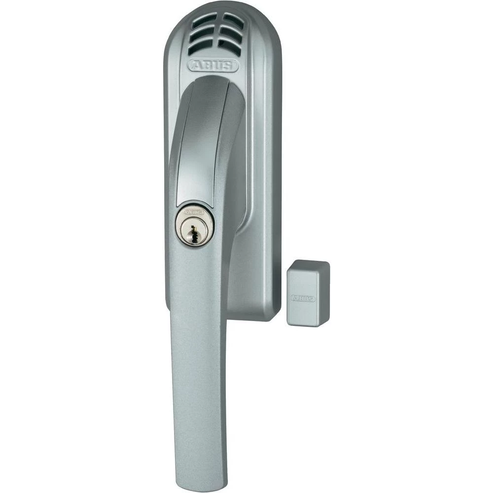 Prozorska ručka s alarmom i bravom Abus ABFG68176, srebrna,DIN, lijeva, 110 dB A slika