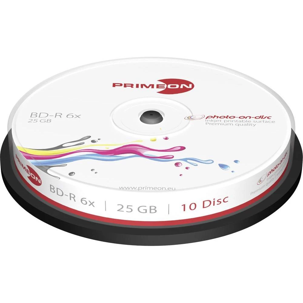 Blu-ray diskovi BD-R Rohling 25 GB Primeon 2761303 10 kom. okrugla kutija prazni slika