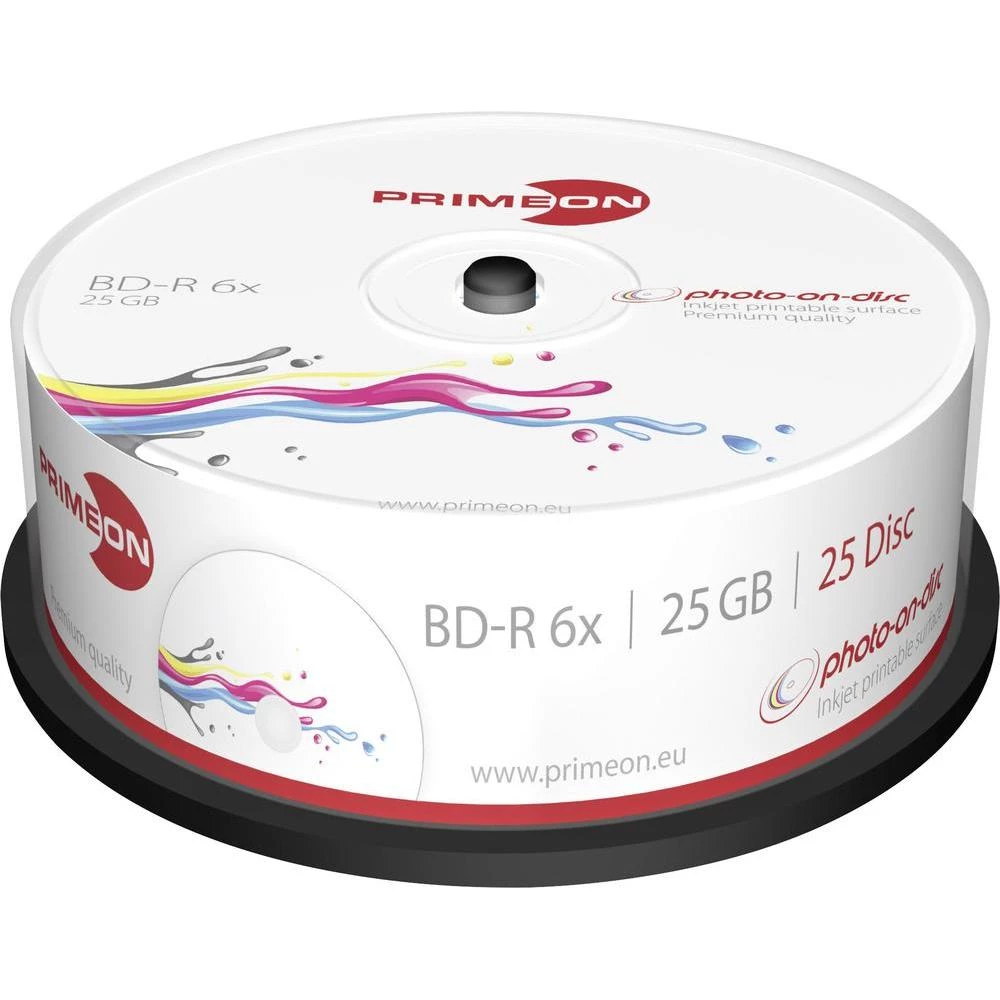 Blu-ray diskovi BD-R Rohling 25 GB Primeon 2761304 25 kom. okrugla kutija prazni slika