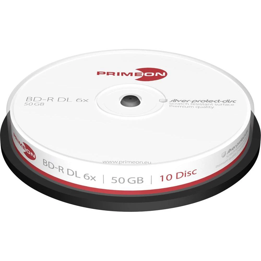 Blu-ray diskovi BD-R DL Rohling 50 GB Primeon 2761305 10 kom. okrugla kutija sre slika