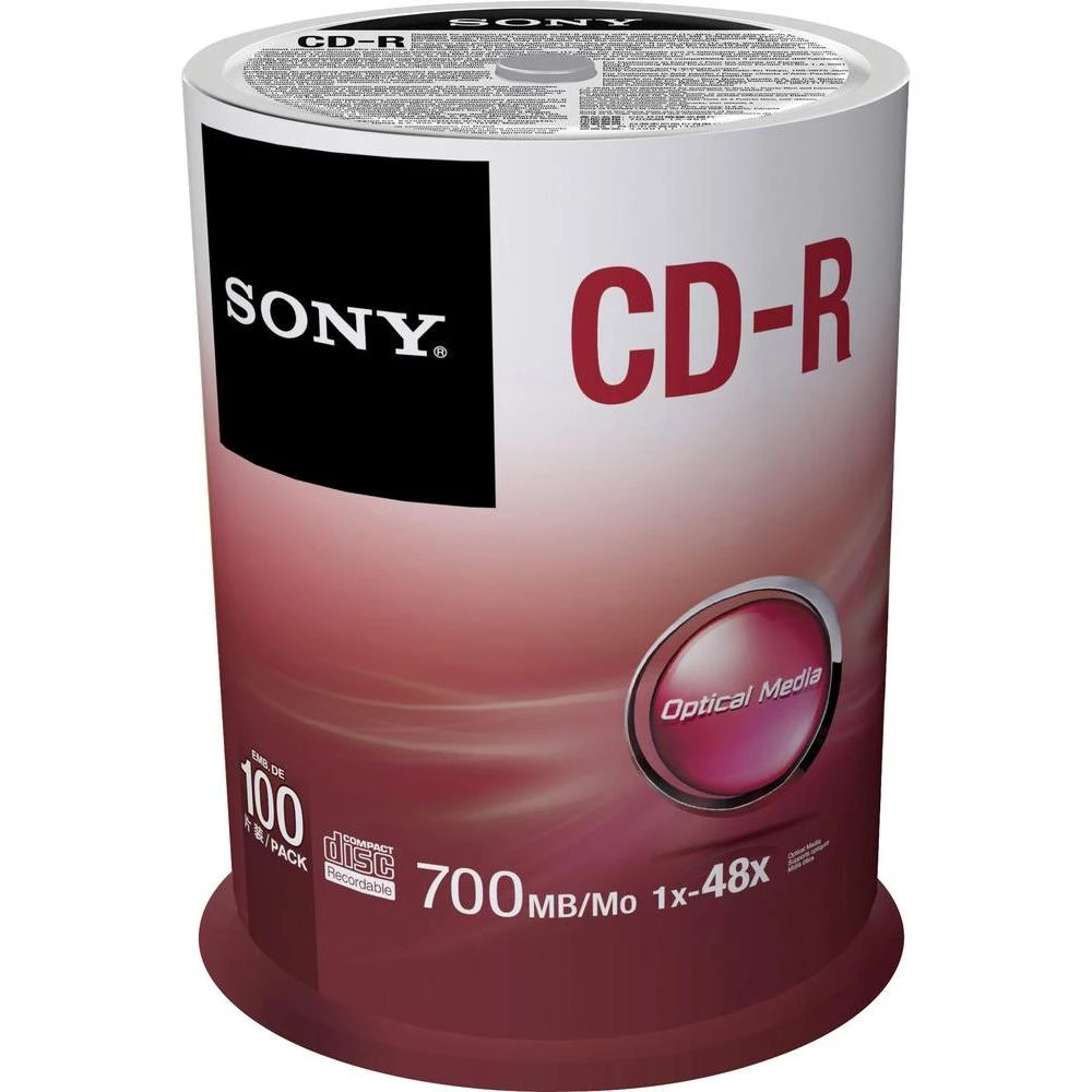 CD-R diskovi Rohling 700 MB Sony 100CDQ80SP 100 kom. okrugla kutija slika