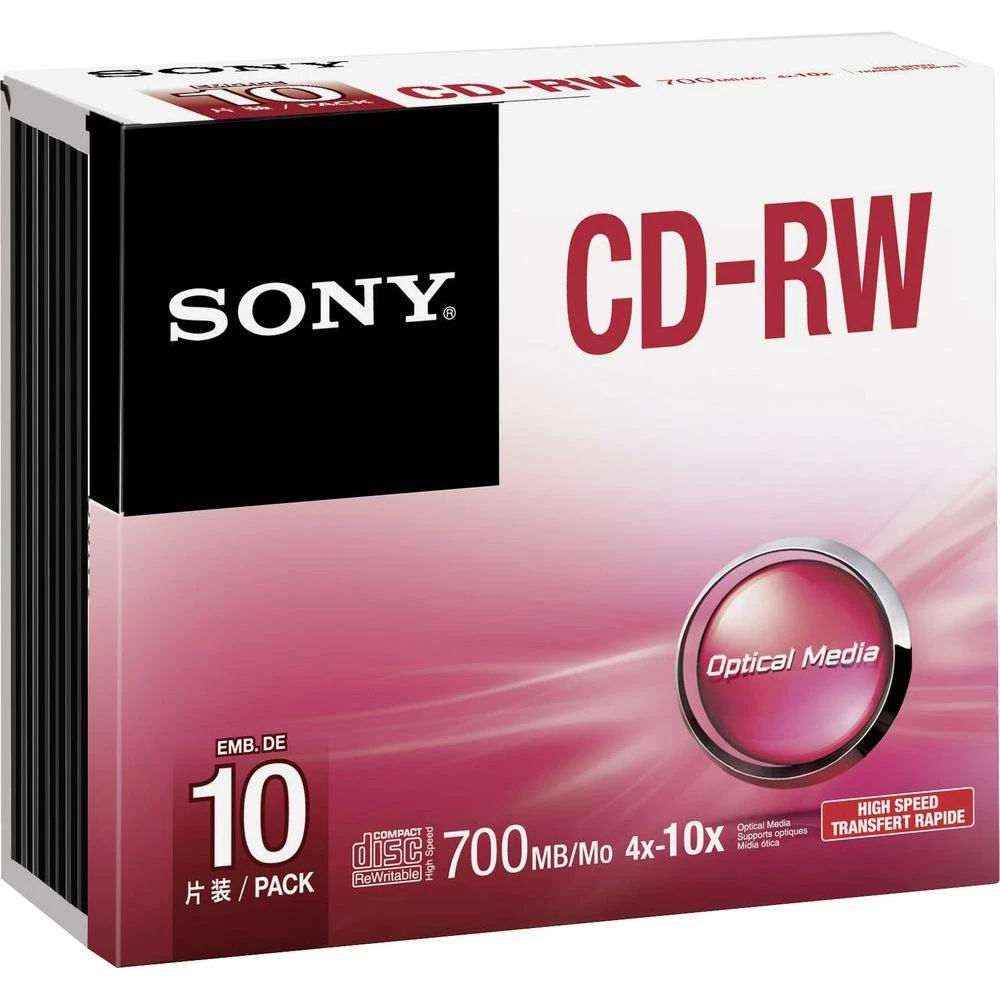 CD-RW diskovi Rohling 700 MB Sony 10CRW80SHS 10 kom. tanka kutija ponovno sniman slika