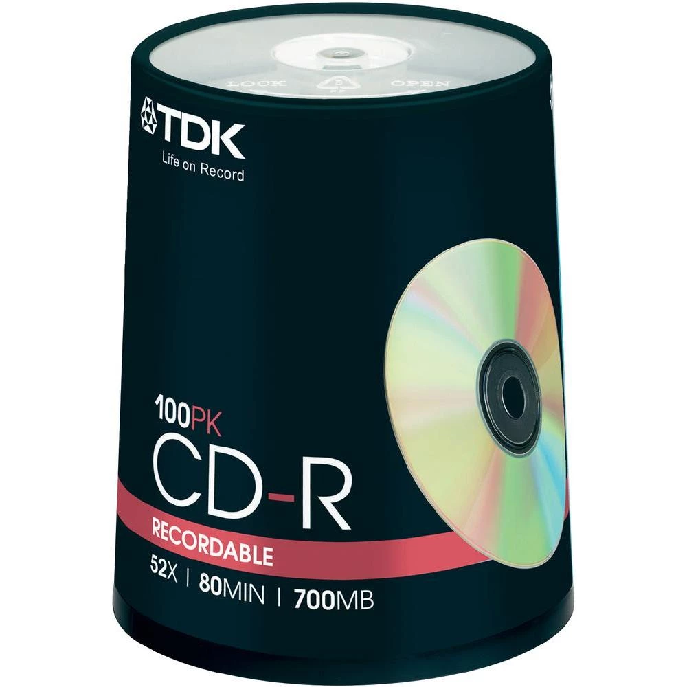 CD-R 80 prazni TDK CD-R80CBA100-B 700 MB 100 kom. okrugla kutija slika