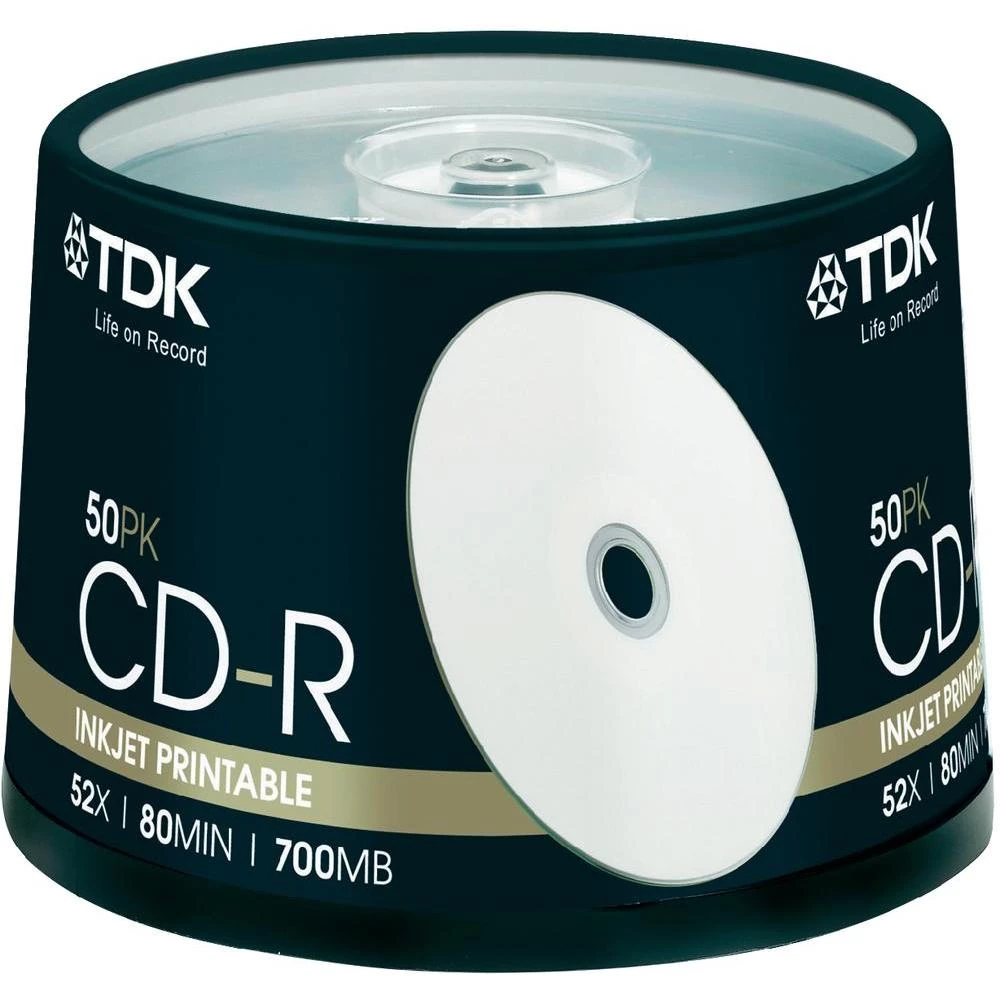 CD-R 80 prazni TDK CD-R80PWCB50-4 700 MB 50 kom. okrugla kutija ispisiv slika