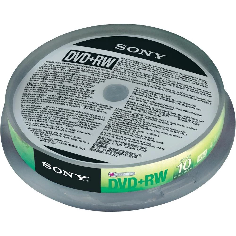 DVD+RW prazni Sony 10DPW47SP 4.7 GB 10 kom. okrugla kutija RW slika