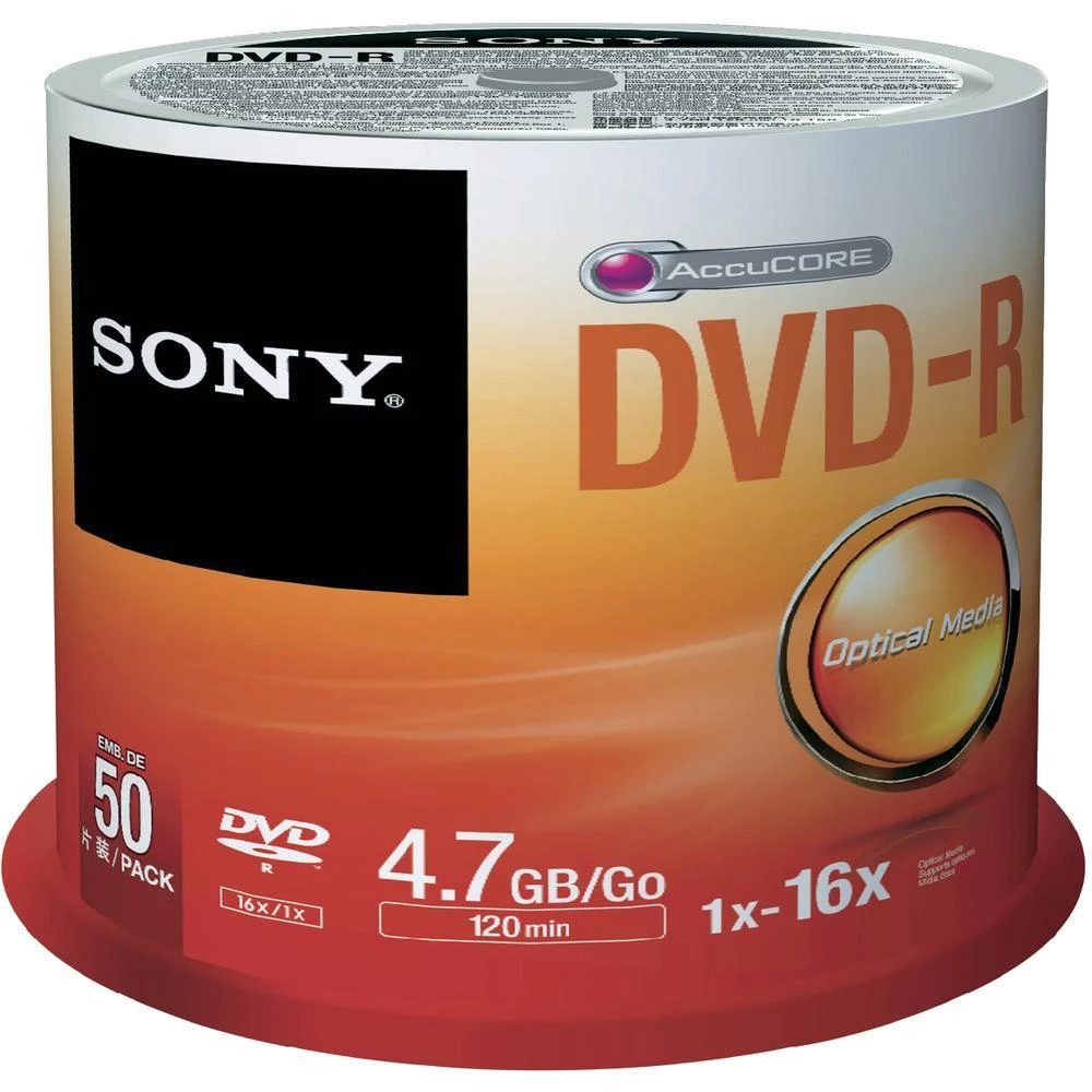 DVD-R prazni Sony 50DMR47SP 4.7 GB 50 kom. okrugla kutija slika