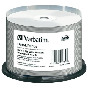 DVD-R prazni Verbatim 43734 4.7 GB 50 kom. okrugla kutija ispisiv slika