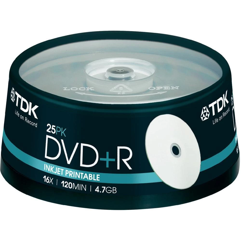 DVD+R prazni TDK T19845 4.7 GB 25 kom. okrugla kutija ispisiv slika