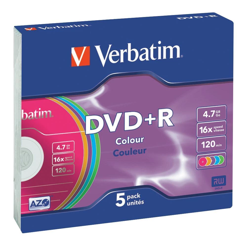 DVD+R prazni Verbatim 43556 4.7 GB 5 kom. tanka kutija Farbig slika