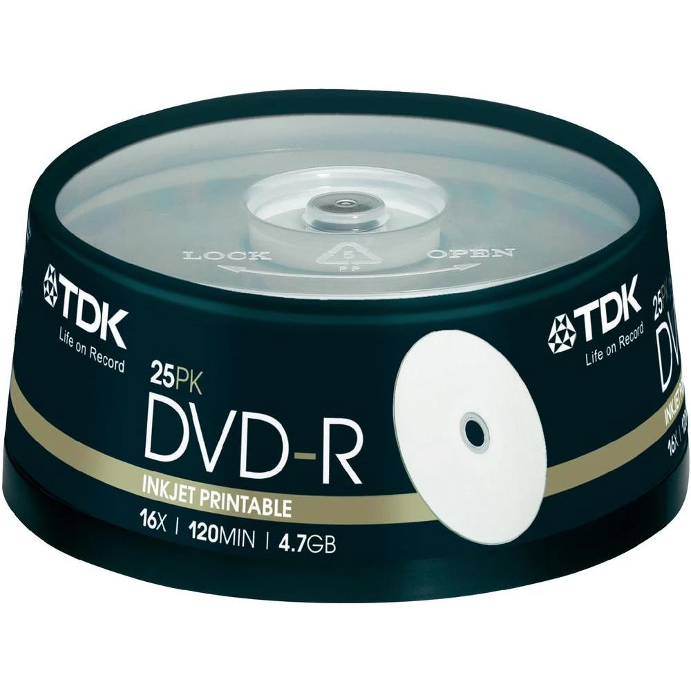 DVD-R prazni TDK T19838 4.7 GB 25 kom. okrugla kutija ispisiv slika