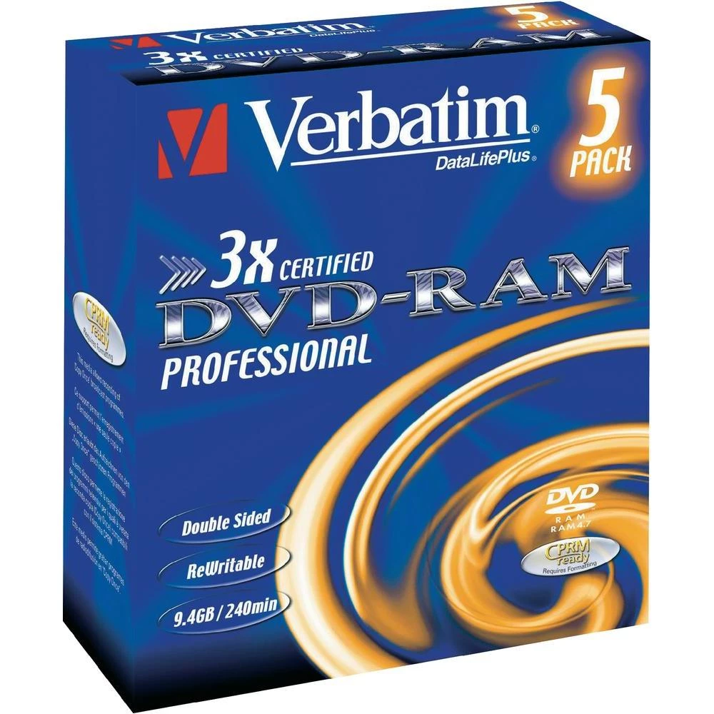 DVD-RAM prazni Verbatim 43493 9.4 GB 5 kom. kutija premaz protiv ogrebotina slika