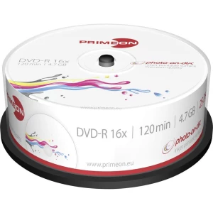 DVD-R diskovi Rohling 4.7 GB Primeon 2761205 25 kom. okrugla kutija prazni slika