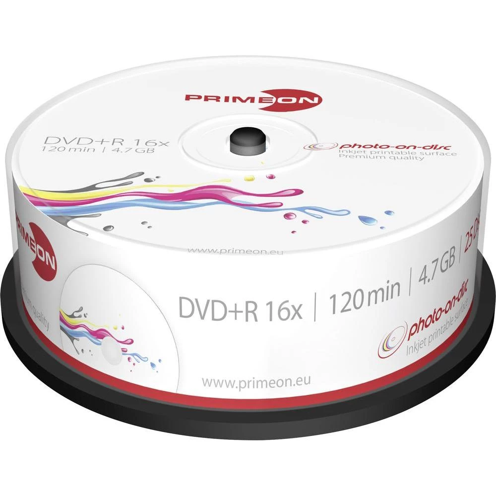 DVD+R diskovi Rohling 4.7 GB Primeon 2761225 25 kom. okrugla kutija prazni slika