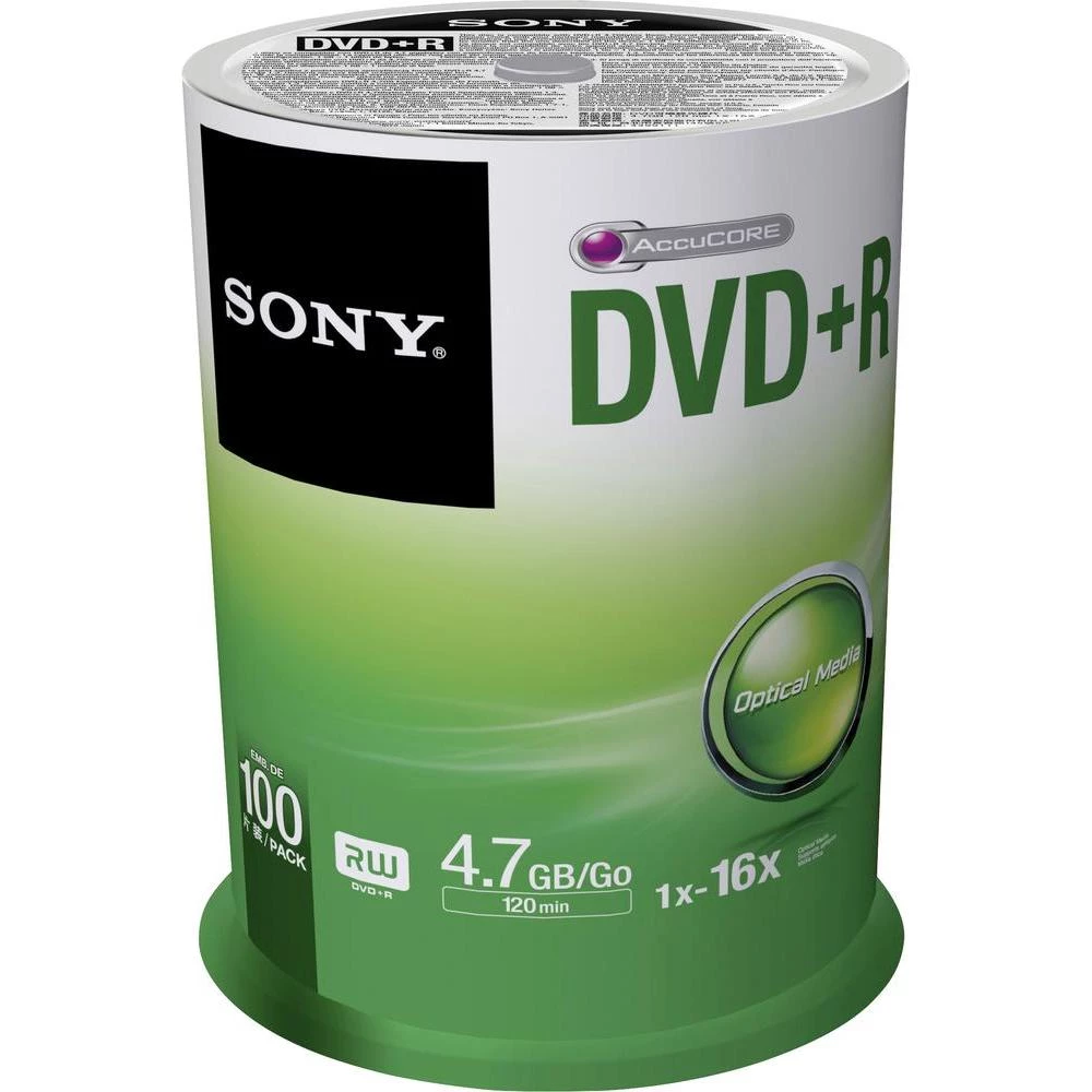 DVD+R diskovi Rohling 4.7 GB Sony 100DPR47SP 100 kom. okrugla kutija slika