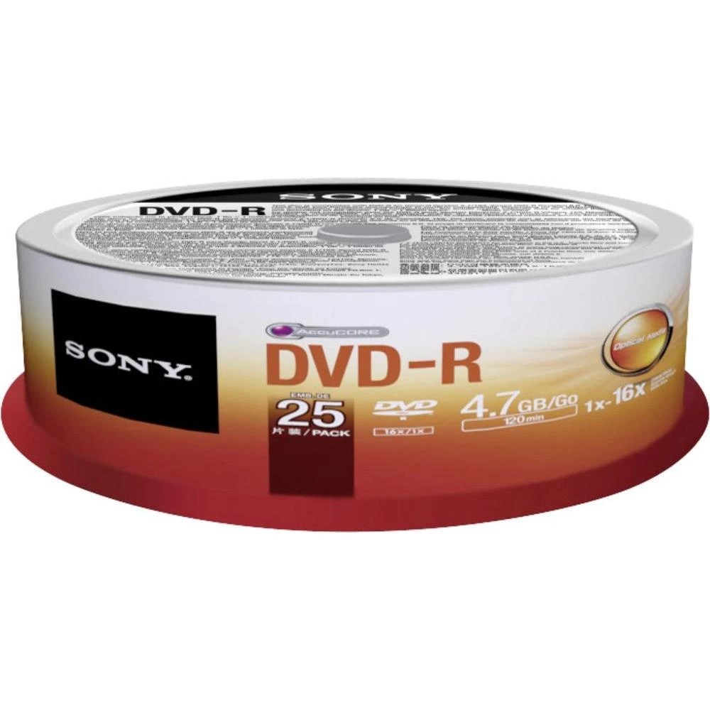 DVD-R diskovi Rohling 4.7 GB Sony 25DMR47SP 25 kom. okrugla kutija slika