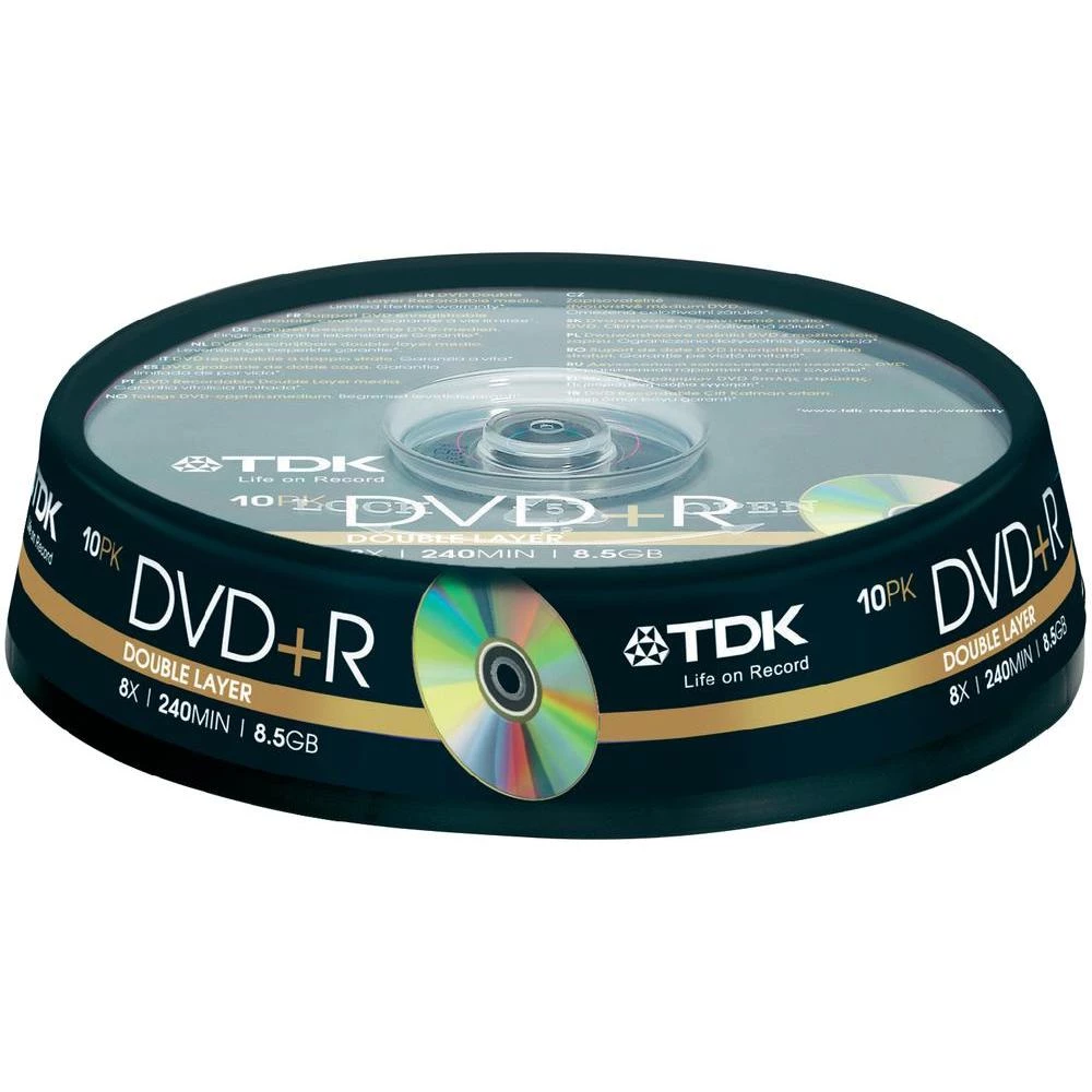 DVD+R DL prazni TDK DVD+R85DLCB108X 8.5 GB 10 kom. okrugla kutija slika