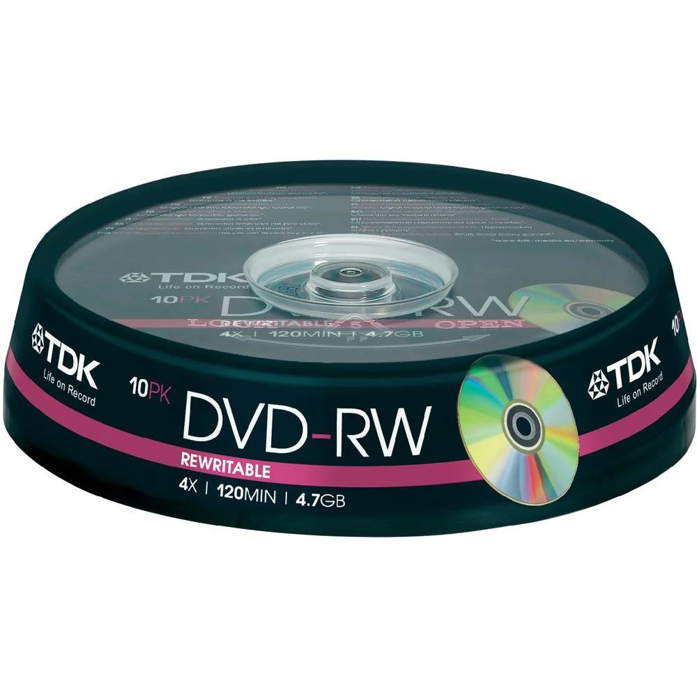 DVD-RW prazni TDK T19525 4.7 GB 10 kom. okrugla kutija RW slika