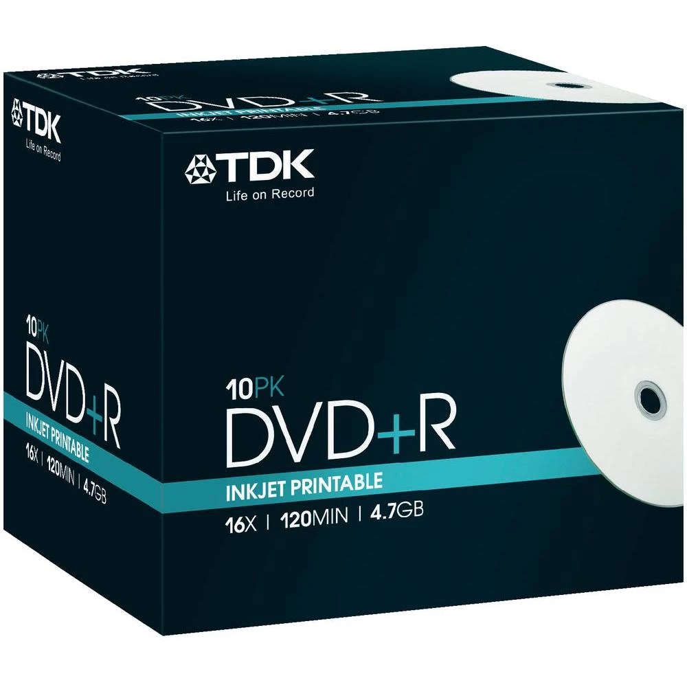 DVD+R prazni TDK DVD+R47PWWED10-D*L 4.7 GB 10 kom. kutija ispisiv slika