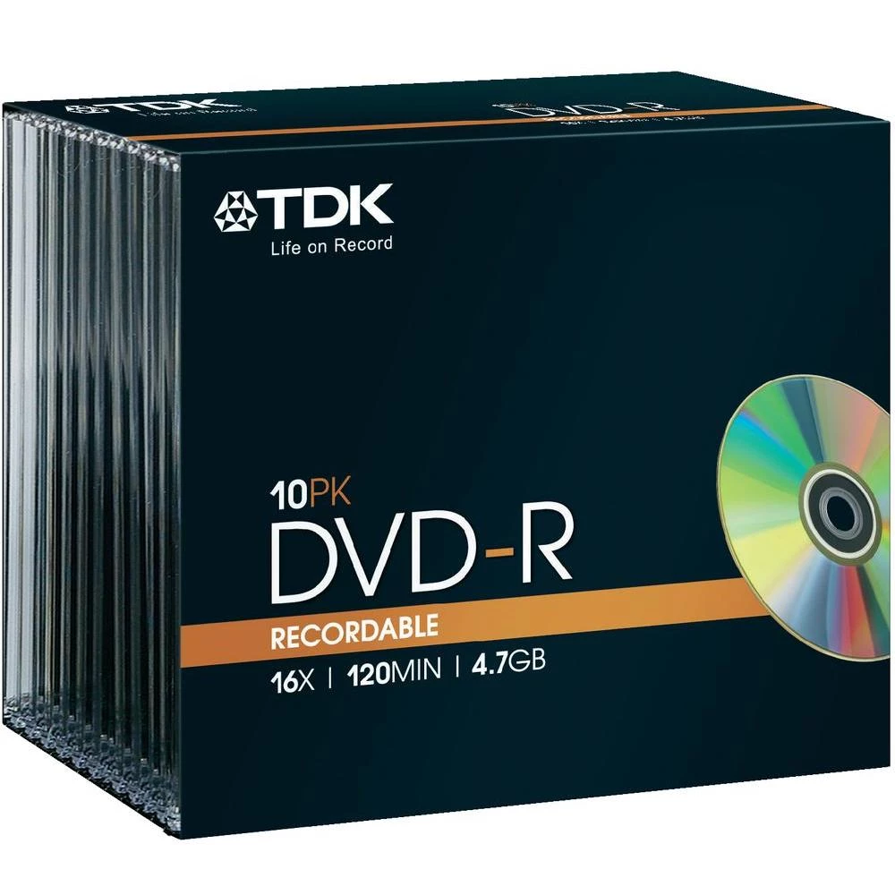 DVD-R prazni TDK DVD-R47SC16X10 4.7 GB 10 kom. tanka kutija slika