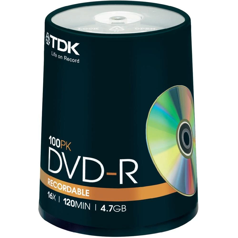 DVD-R prazni TDK DVD-R47cb10016x 4.7 GB 100 kom. okrugla kutija slika